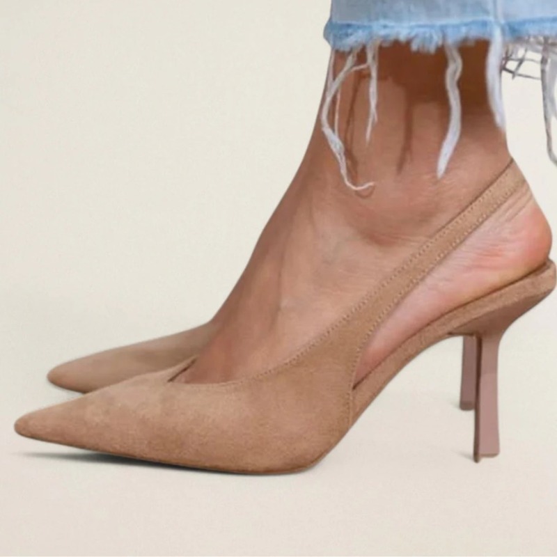 Women'S Fashion Socks - รองเท้าส้นสูงหัวแหลมสำหรับผู้หญิง คอลเลคชั่นฤดูใบไม้ผลิ-ฤดูร้อนปี 2026 ไซส์ใหญ่ ดีไซน์หรูหรา พร้อมถุงเท้าปรับได้