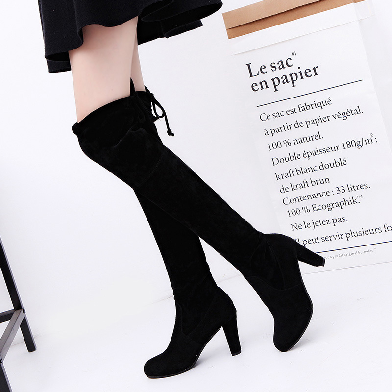 Women'S Fashion Socks - รองเท้าบูทสตรีผ้ายืดกว่าเข่ารองเท้าบูทแพลตฟอร์มรองเท้าบูทยาวแฟชั่นถุงเท้า BOOT PLUS ขนาด Pointed Toe