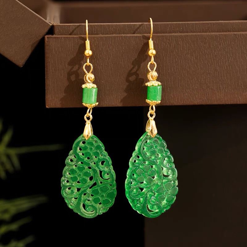 Women Fashion Jewellery - 925 เงินหยกสีเขียวธรรมชาติ Hollow Out DIY Phoenix
