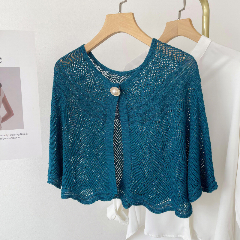 Women'S Fashion Poncho - ผู้หญิงฤดูร้อนถักโครเชต์ Cape Lace สั้น Shawls Shrug