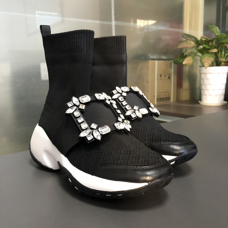 Women'S Fashion Socks - รองเท้าผ้าใบแฟชั่นผู้หญิง ดีไซน์หรูหรา ประดับคริสตัล ทรงหนา หัวมน แบบสวม