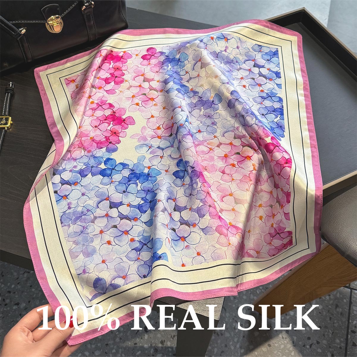 Women'S Fashion Poncho - ใหม่ 100% ผ้าไหมแท้แฟชั่นผู้หญิงฤดูร้อนชายหาด 53 ซม.สแควร์ผ้าพันคอขนาดเล็กบางผ้าคลุมไหล่ฮิญาบผ้าพันคอผ้าพันคอพัชมีนา