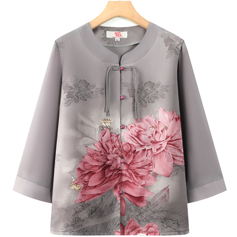 Women Fashion Over 60 - เสื้อแขนกลางทรงทันสมัยสำหรับผู้หญิงสูงวัย เสื้อแฟชั่นฤดูร้อนสำหรับคุณย่า ผ้าบาง ใส่สบาย ทรงหลวม พร้อมดีเทลกระดุม