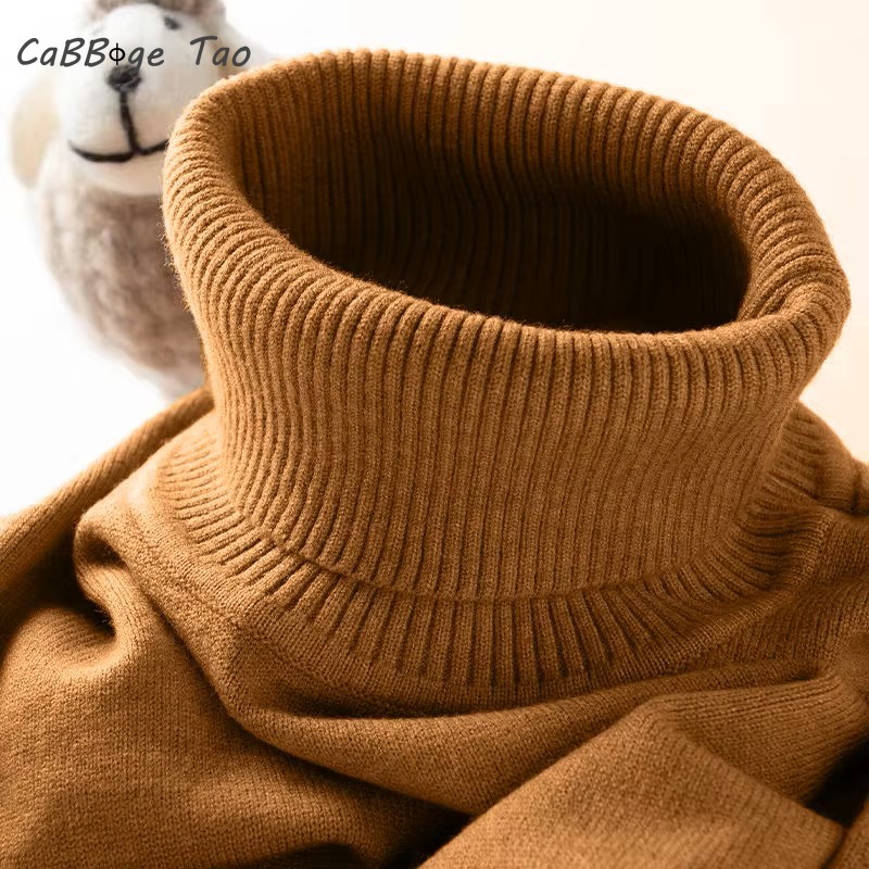 Ribbed Knit Sweater - เสื้อสเวตเตอร์คอเต่าสำหรับผู้ชายเสื้อแบบสวมหัวถักทรงสลิมฟิตเสื้อสเวตเตอร์แขนยาวทำจากยางน้ำหนักเบาเสื้อผ้าแนวสตรีทสีทึบสำหรับฤดูใบไม้ร่วง