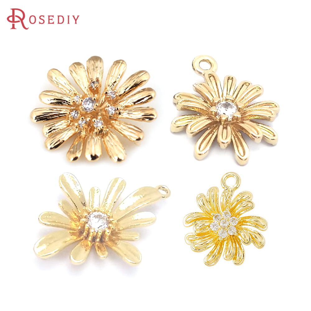Women Fashion Jewellery - จี้รูปดอกทานตะวันสีทอง 18K ทำจากทองเหลืองคุณภาพสูง สำหรับทำเครื่องประดับ DIY เช่น