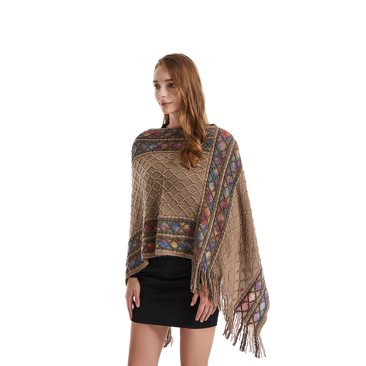 Women'S Fashion Poncho - ผู้หญิงฤดูใบไม้ผลิฤดูใบไม้ร่วง Poncho Unique Vintage Shawl Lady