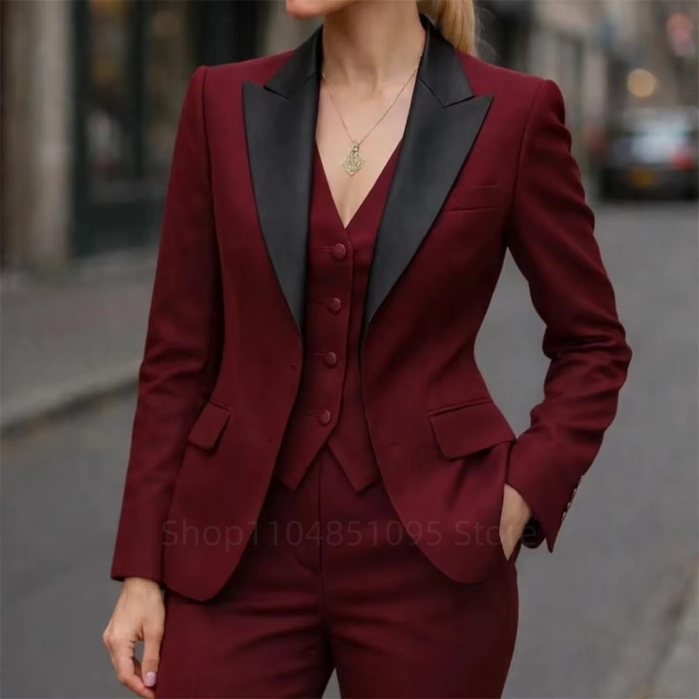 Women'S Fashion Jersey - ชุดสูทผู้หญิงแฟชั่น คุณภาพสูง 3 ชิ้น เสื้อแจ็คเก็ต กางเกง