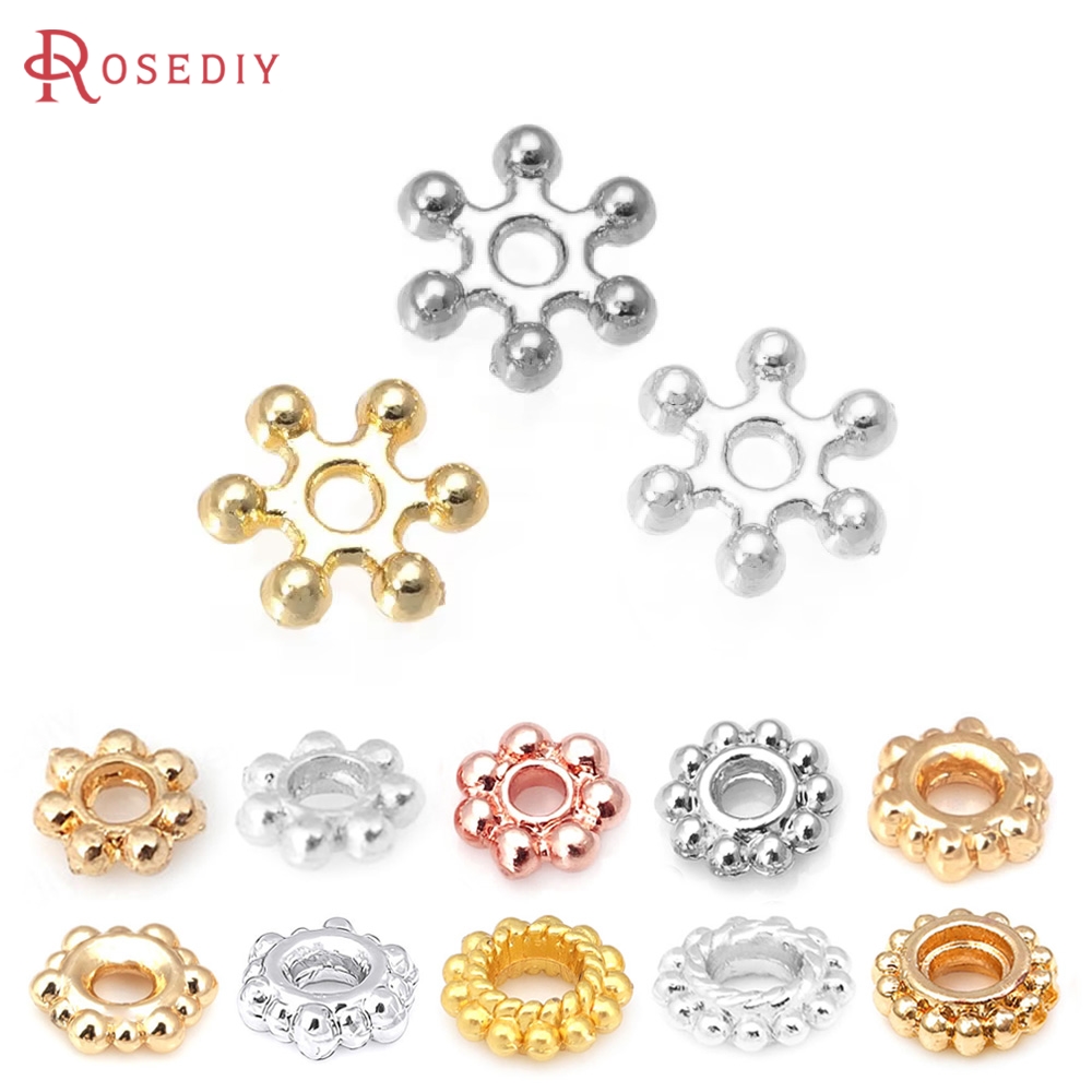 Women Fashion Jewellery - ลูกปัดทองเหลืองสีทอง 18K รูปดอกไม้ สำหรับทำสร้อยข้อมือ สร้อยคอ ต่างหู