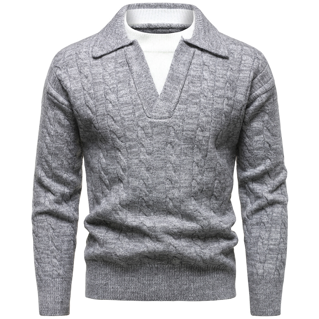เสื้อสเวตเตอร์คอวีสไตล์อังกฤษส - Ribbed Knit Sweater บทวิจารณ์และราคา