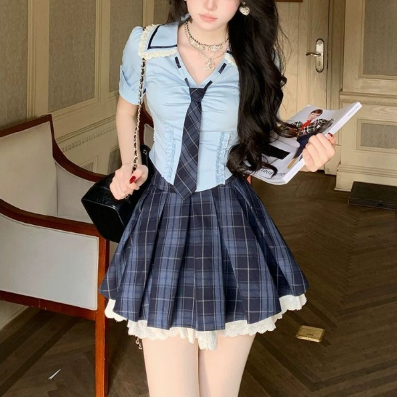 ชุดเซ็ต 2 ชิ้น สไตล์ Preppy สี - Women'S Y2K Fashion Aesthetic บทวิจารณ์และราคา