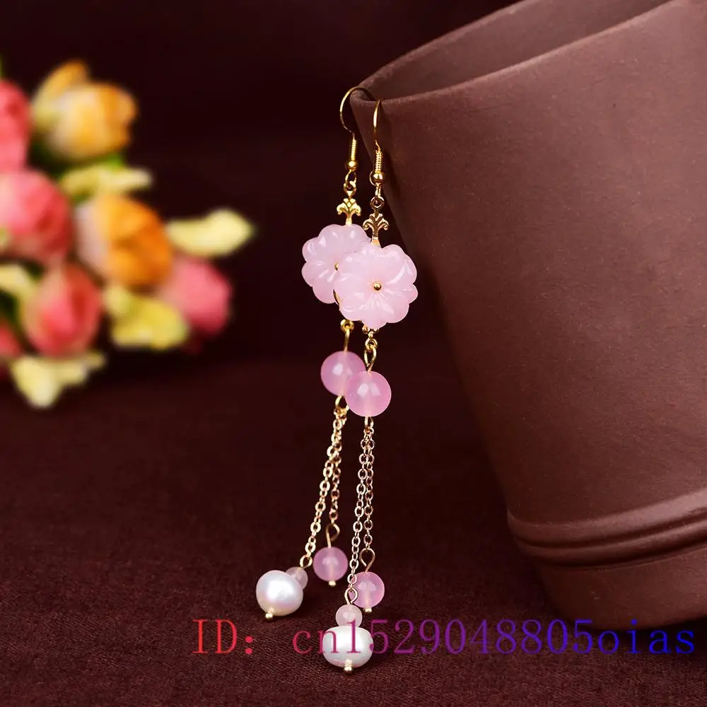 ต่างหูหยกสีชมพู ประดับด้วยพลอย - Women Fashion Jewellery บทวิจารณ์และราคา