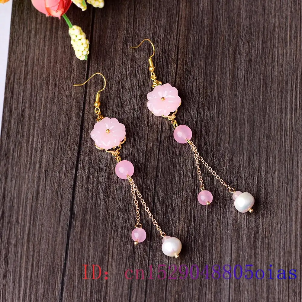 ต่างหูหยกสีชมพู ประดับด้วยพลอย - Women Fashion Jewellery บทวิจารณ์และราคา