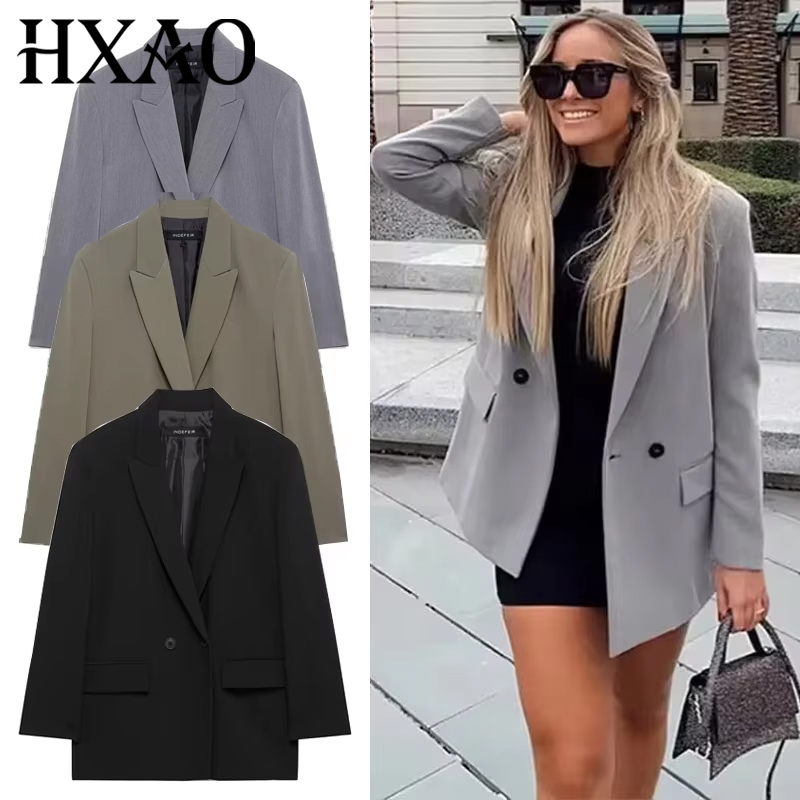 HXAO เบลเซอร์สำหรับผู้หญิงสีดำ - Blazer Women Oversized บทวิจารณ์และราคา
