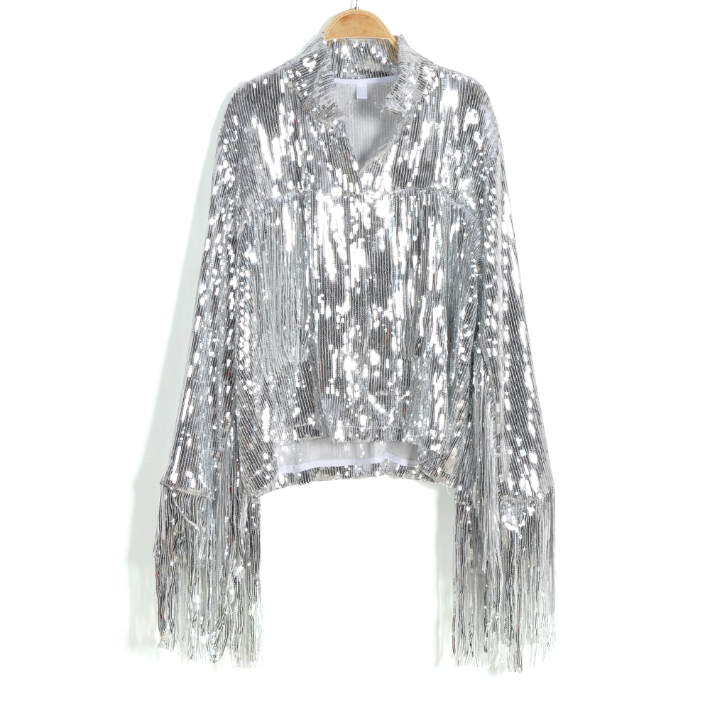 Harajuku Unisex เลื่อม Fringed - Women'S Fashion Bomber Jacket บทวิจารณ์และราคา