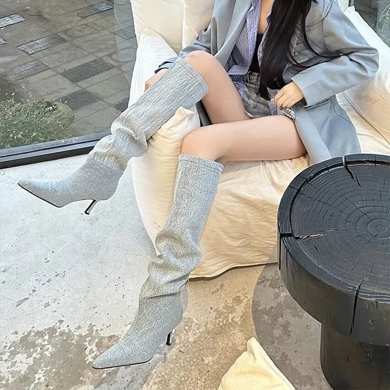 รองเท้าบูททรงสูงแบบพับได้เหนือ - Women Fashion Jeans บทวิจารณ์และราคา