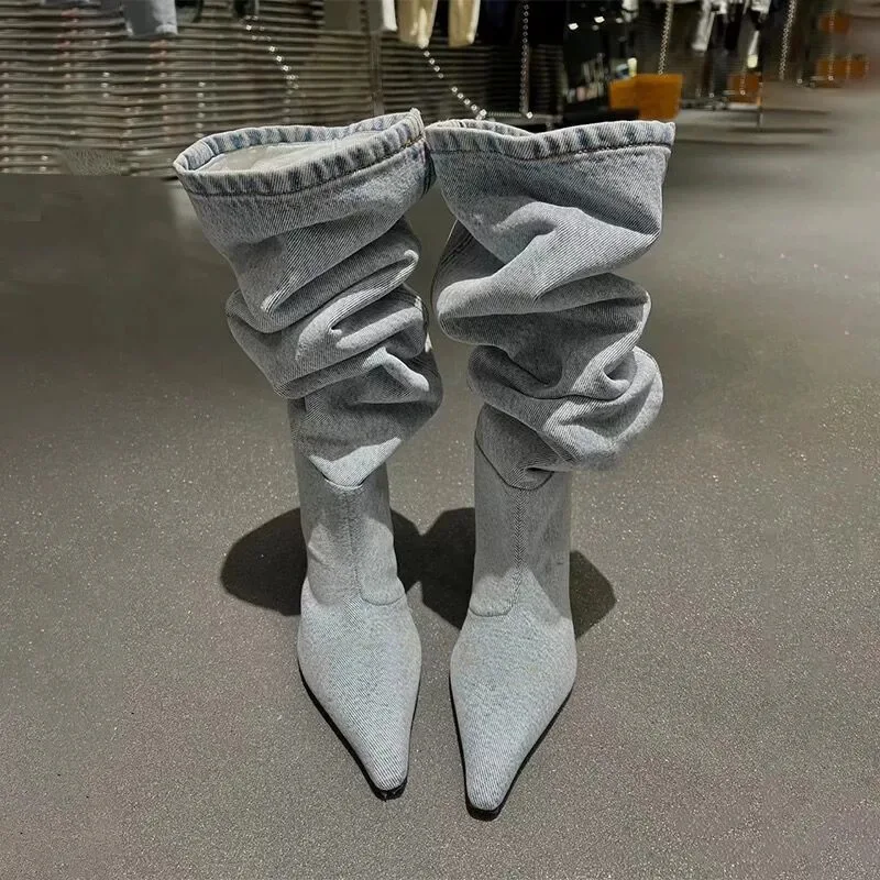 รองเท้าบูททรงสูงแบบพับได้เหนือ - Women Fashion Jeans บทวิจารณ์และราคา