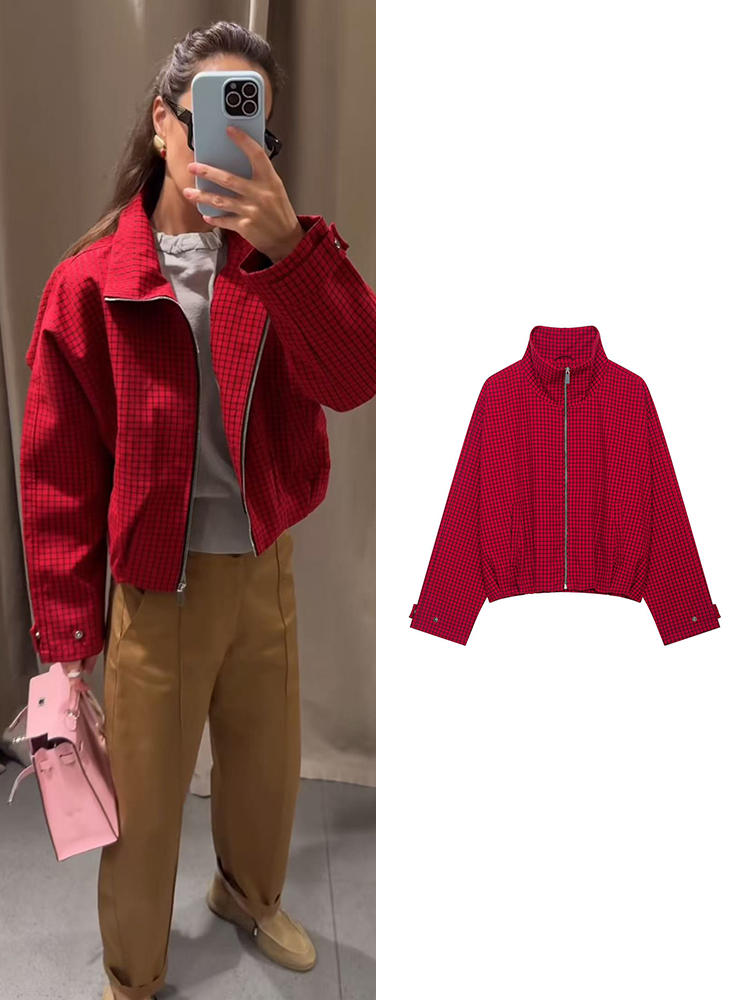เสื้อแจ็คเก็ตบอมเบอร์ลายสก็อตส - Women'S Fashion Bomber Jacket บทวิจารณ์และราคา