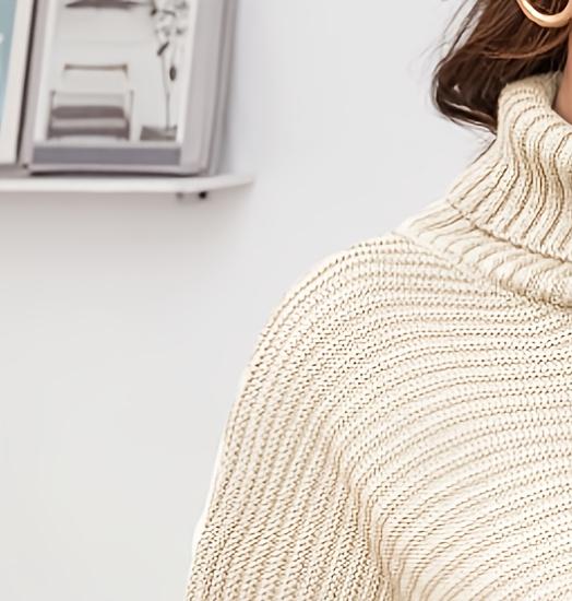 เดรสสเวตเตอร์คอเต่าสำหรับผู้หญ - Ribbed Knit Sweater บทวิจารณ์และราคา