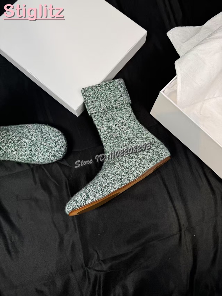 รองเท้าบูทถักทรงกลมแบบสวม ปลาย - Women'S Fashion Socks บทวิจารณ์และราคา