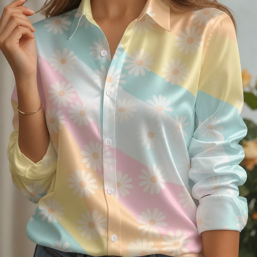 เสื้อเชิ้ตผู้หญิง ปกผ้าซาติน ล - Women'S Fashion Jersey บทวิจารณ์และราคา