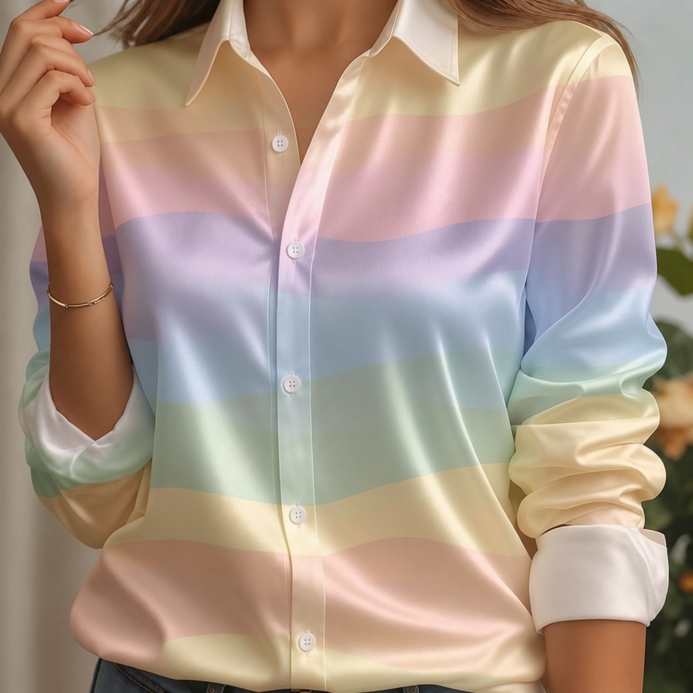เสื้อเชิ้ตผู้หญิง ปกผ้าซาติน ล - Women'S Fashion Jersey บทวิจารณ์และราคา