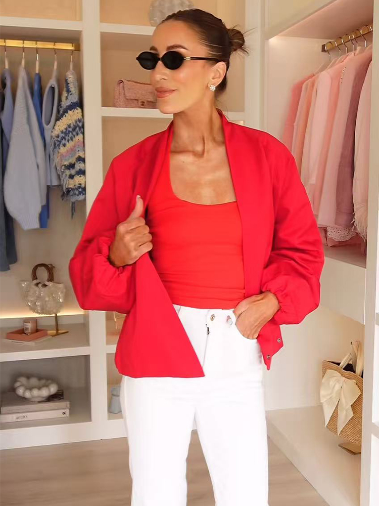 เสื้อแจ็คเก็ตบอมเบอร์สีแดงแฟชั - Women'S Fashion Bomber Jacket บทวิจารณ์และราคา