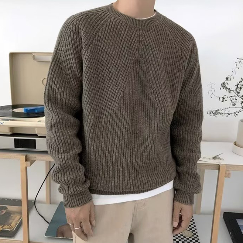 Streetwear แฟชั่นบุรุษถักเสื้อ - Ribbed Knit Sweater บทวิจารณ์และราคา