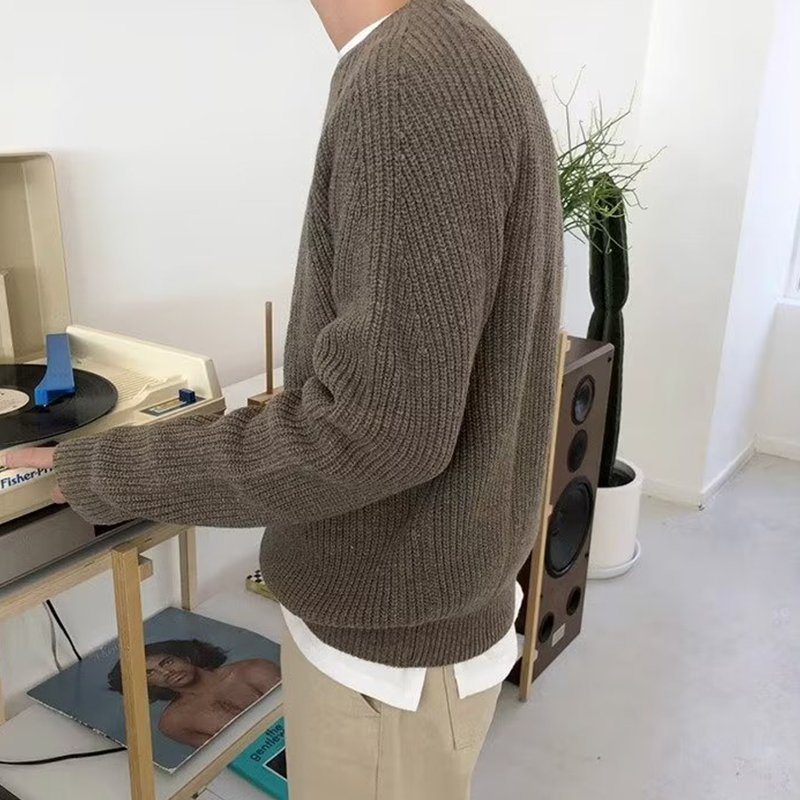 Streetwear แฟชั่นบุรุษถักเสื้อ - Ribbed Knit Sweater บทวิจารณ์และราคา