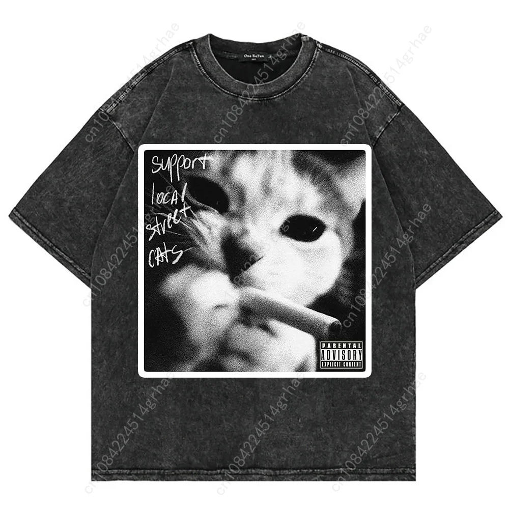 เสื้อยืดลายแมวตลกสไตล์วินเทจ Y - Women'S Y2K Fashion Aesthetic บทวิจารณ์และราคา