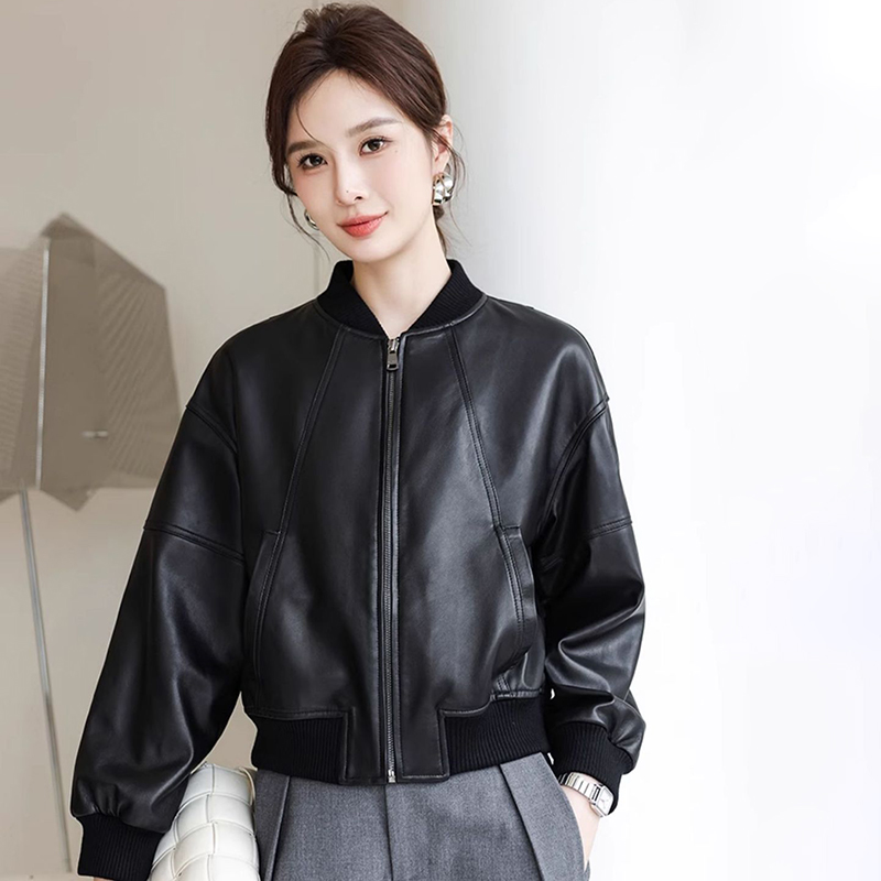 แจ็คเก็ตหนังเทียมสไตล์อเมริกัน - Women'S Fashion Bomber Jacket บทวิจารณ์และราคา