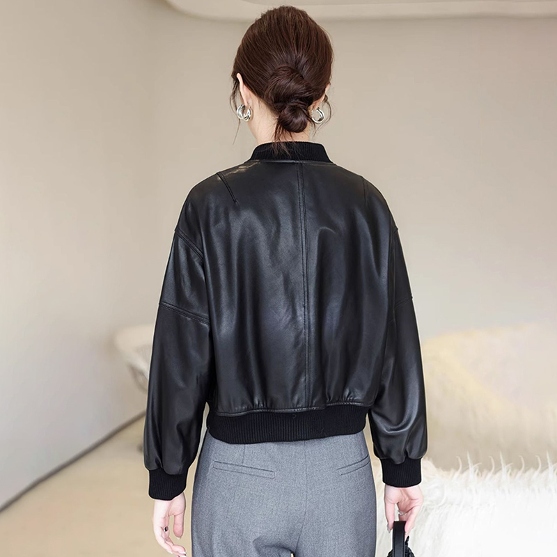 แจ็คเก็ตหนังเทียมสไตล์อเมริกัน - Women'S Fashion Bomber Jacket บทวิจารณ์และราคา