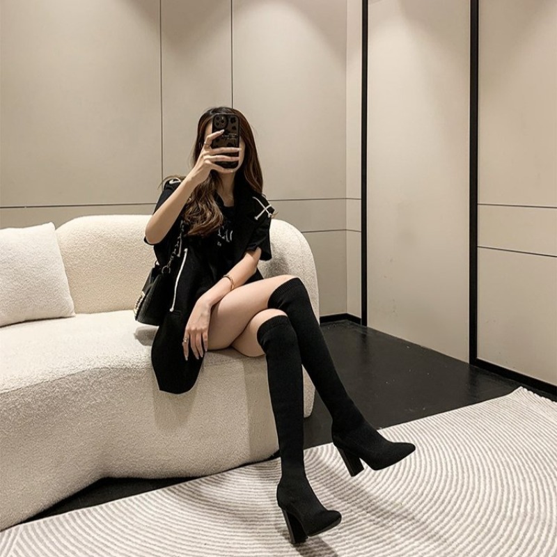 รองเท้าบูทผู้หญิงแบบสวมเหนือเข - Women'S Fashion Socks บทวิจารณ์และราคา