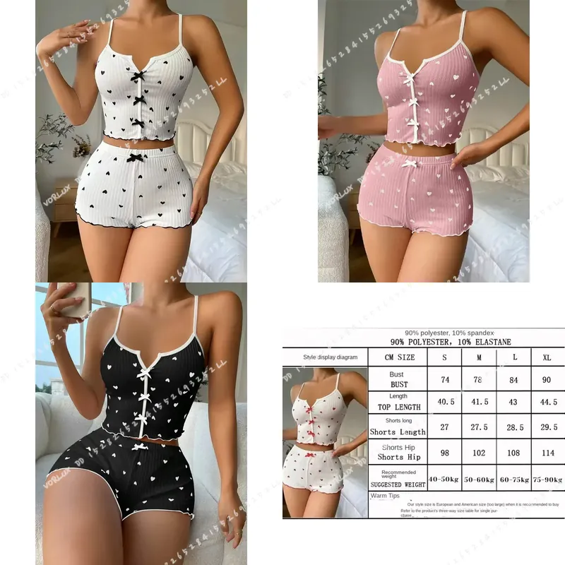 ชุดนอนผู้หญิงลายหัวใจ ผ้าไหมซา - V Neck Cami Top บทวิจารณ์และราคา