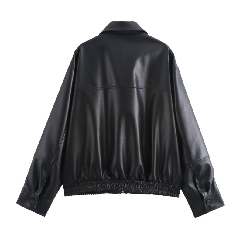 แจ็คเก็ตบอมเบอร์หนัง PU วินเทจ - Women'S Fashion Bomber Jacket บทวิจารณ์และราคา