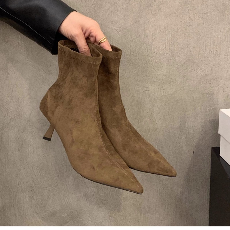 รองเท้าบูทหุ้มข้อหนังกลับยืดได - Women'S Fashion Socks บทวิจารณ์และราคา