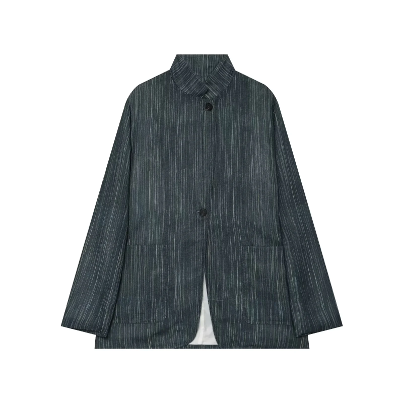 เสื้อโค้ทผ้าลินินลายทางสำหรับผ - Blazer Women Oversized บทวิจารณ์และราคา