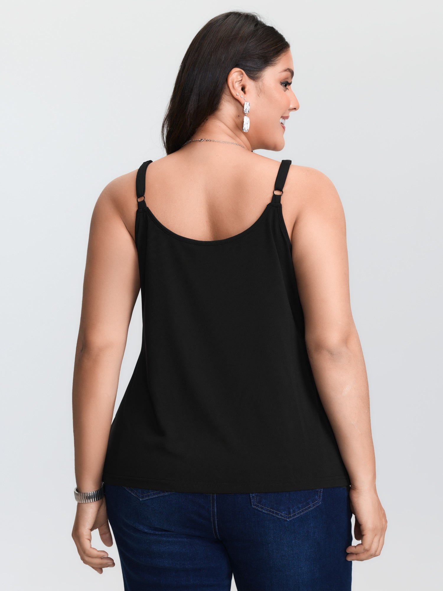 เสื้อกล้ามถักสีดำไซส์ใหญ่ ดีไซ - V Neck Cami Top บทวิจารณ์และราคา