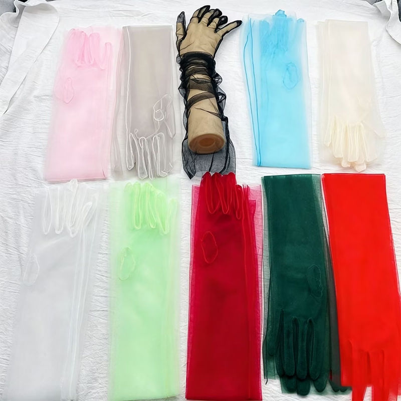ถุงมือยาวผ้าโปร่งสีทึบสำหรับผู - Women Fashion Photoshoot บทวิจารณ์และราคา