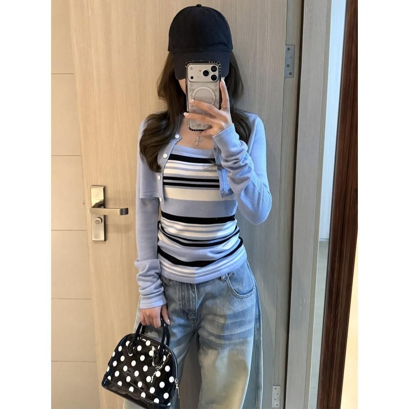 ชุดถักนิตสีน้ำเงินสำหรับผู้หญิ - Women'S Y2K Fashion Aesthetic บทวิจารณ์และราคา