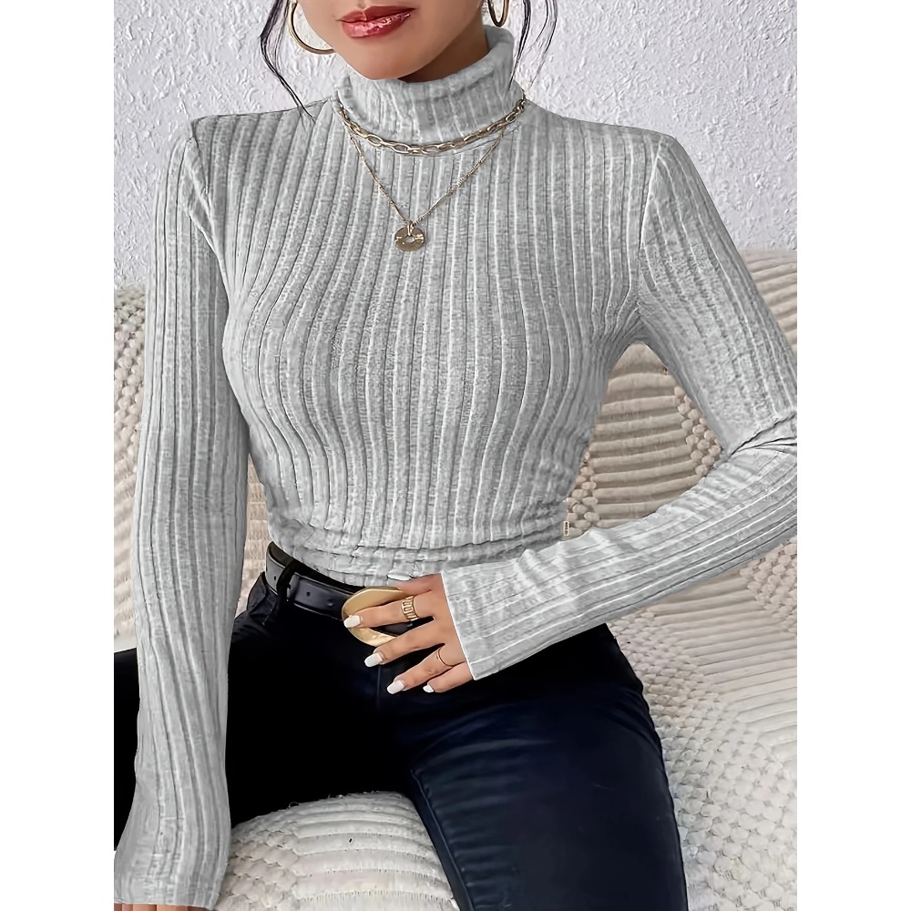 Plus ขนาด 1XL-5XL ผู้หญิง Slim - Ribbed Knit Sweater บทวิจารณ์และราคา