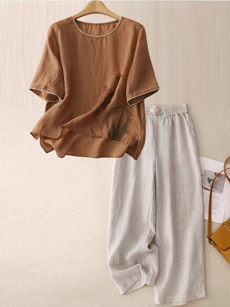 ชุดเซ็ตสองชิ้นผ้าลินินผสมคอตตอ - Women Fashion Over 60 บทวิจารณ์และราคา
