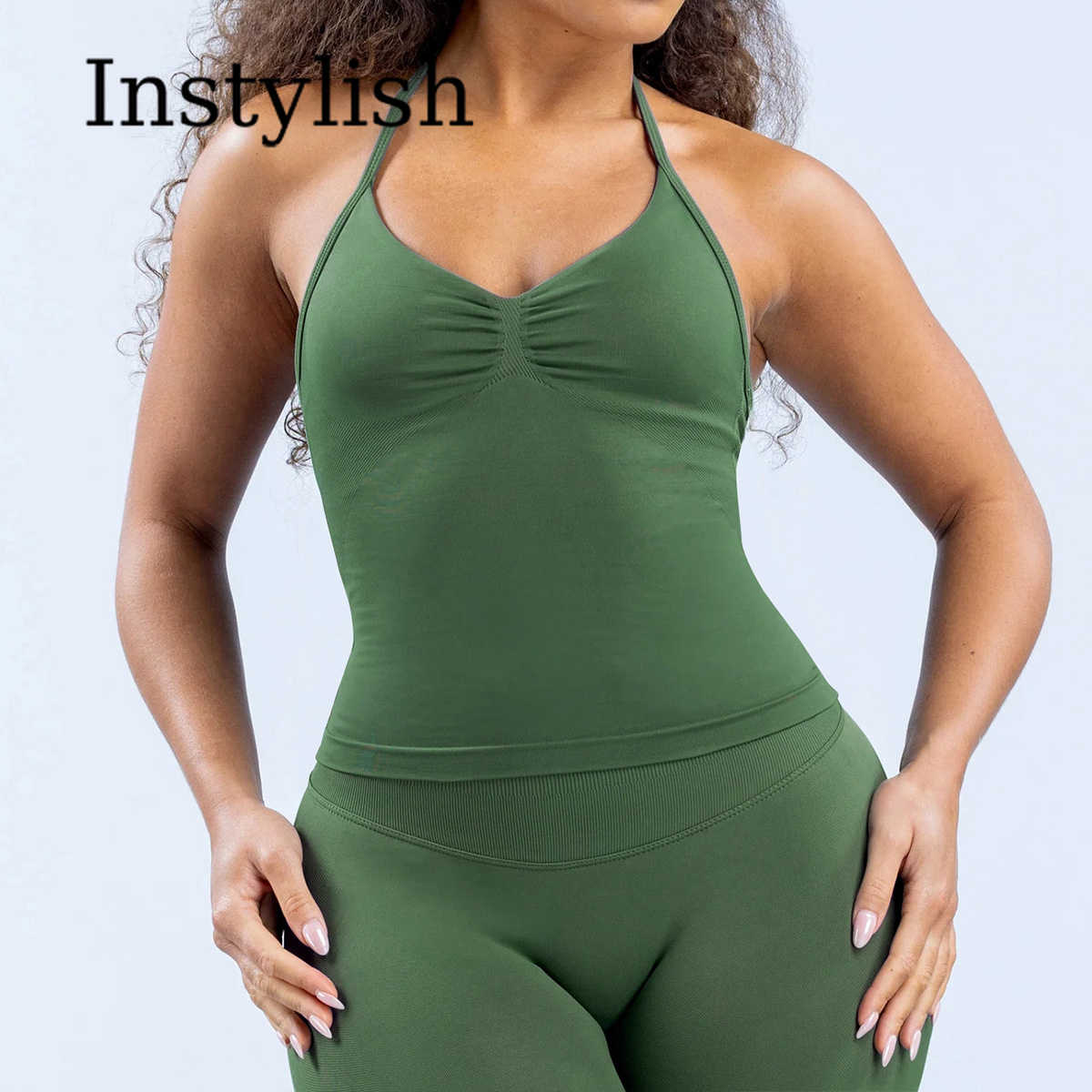 ชุดโยคะไร้รอยต่อสำหรับผู้หญิง  - V Neck Cami Top บทวิจารณ์และราคา
