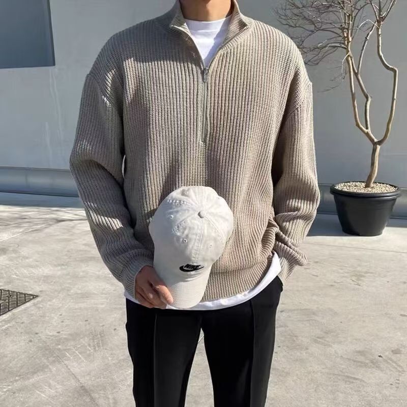 เสื้อแจ็คเก็ตถักนิตติ้งผู้ชายส - Ribbed Knit Sweater บทวิจารณ์และราคา