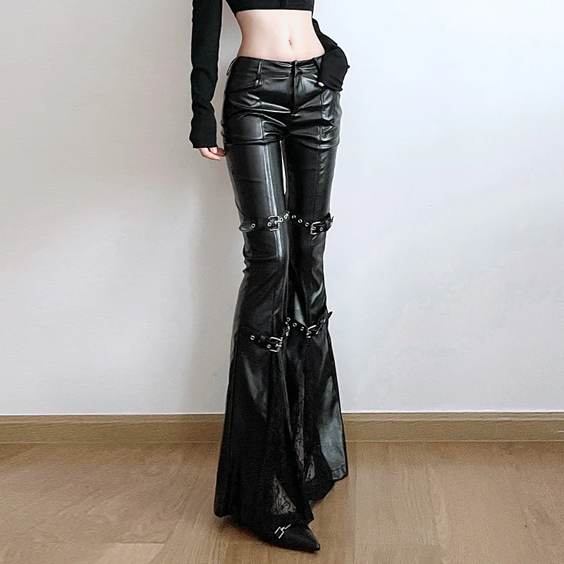 กางเกงทรงบานหนัง PU สำหรับผู้ห - Women'S Y2K Fashion Aesthetic บทวิจารณ์และราคา