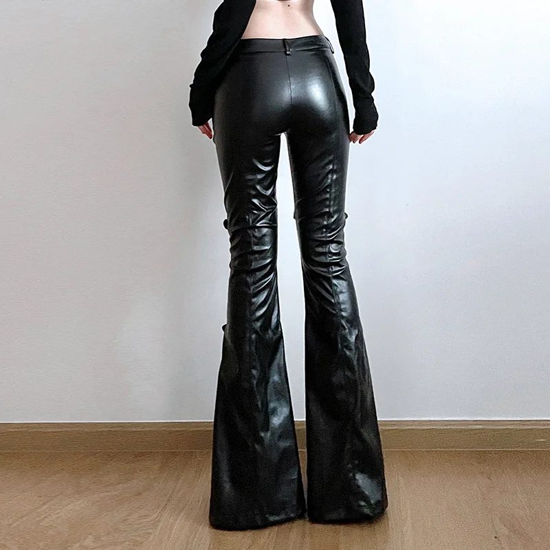 กางเกงทรงบานหนัง PU สำหรับผู้ห - Women'S Y2K Fashion Aesthetic บทวิจารณ์และราคา