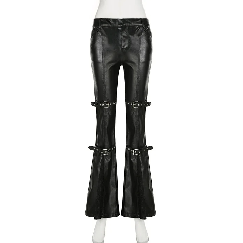 กางเกงทรงบานหนัง PU สำหรับผู้ห - Women'S Y2K Fashion Aesthetic บทวิจารณ์และราคา