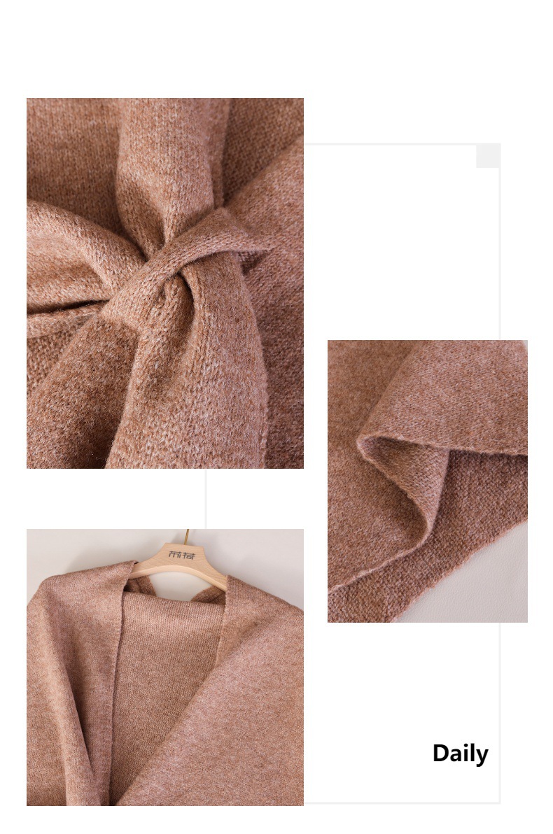 ผ้าคลุมไหล่สามเหลี่ยมถักสีพื้น - Women'S Fashion Poncho บทวิจารณ์และราคา