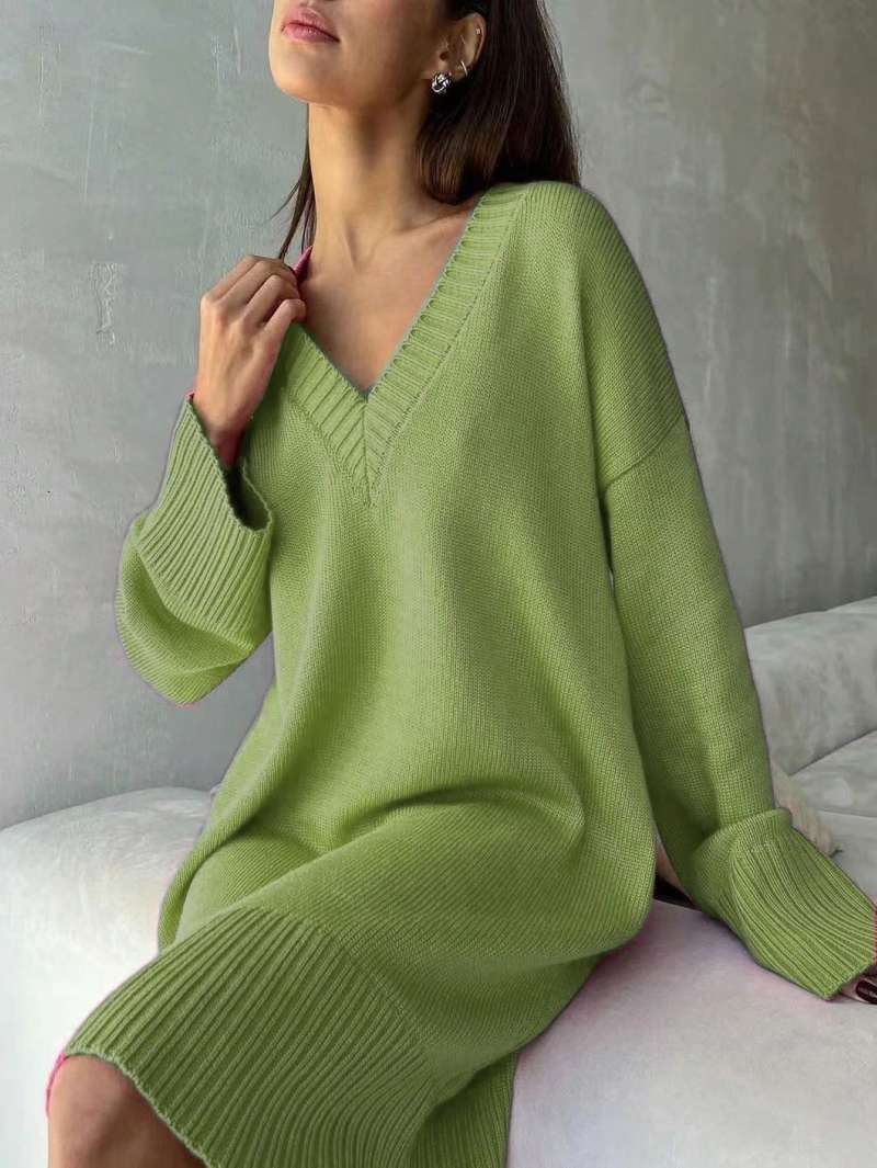 เดรสสเวตเตอร์ผู้หญิงไซส์ใหญ่ ส - Ribbed Knit Sweater บทวิจารณ์และราคา